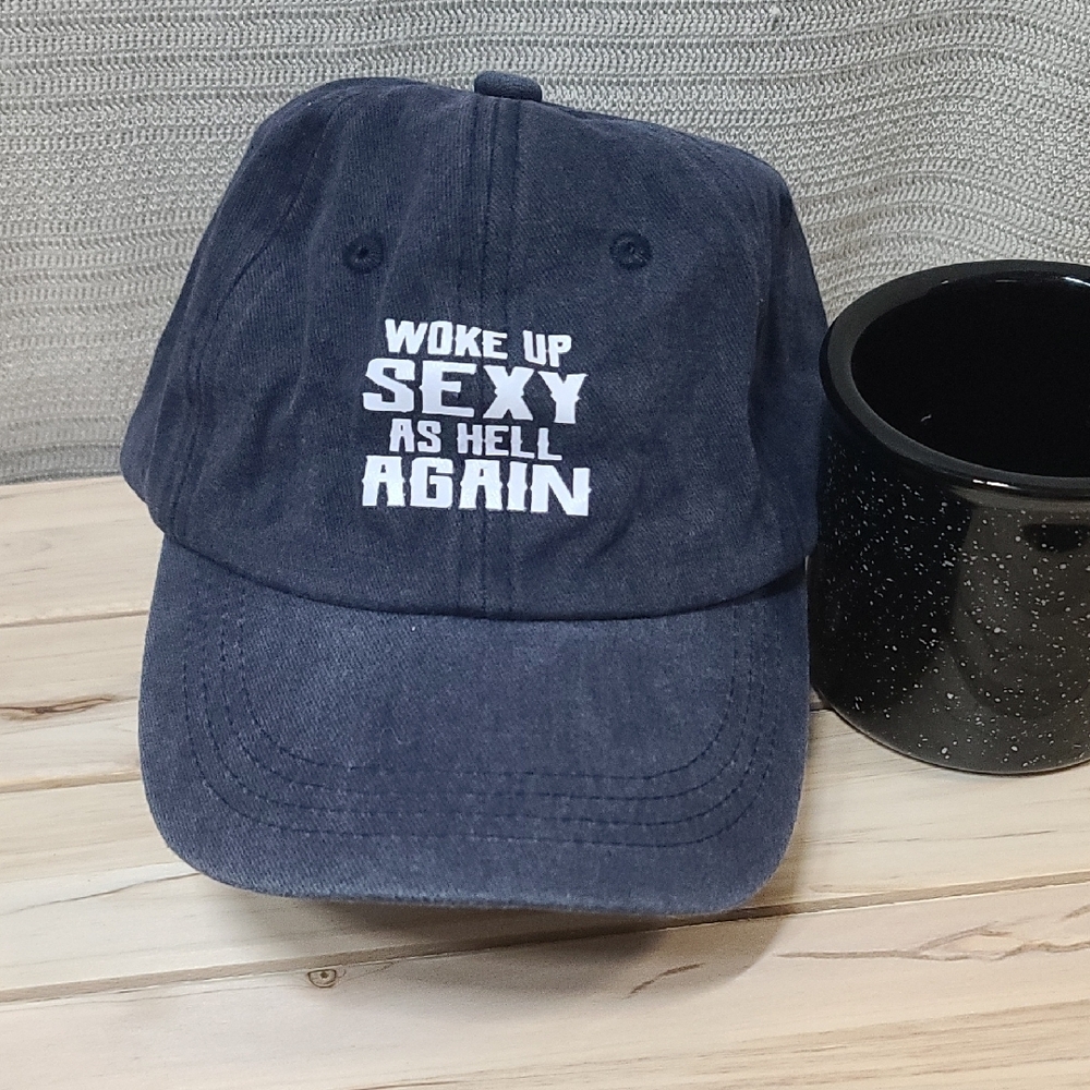 Navy Blue Cap with White Text